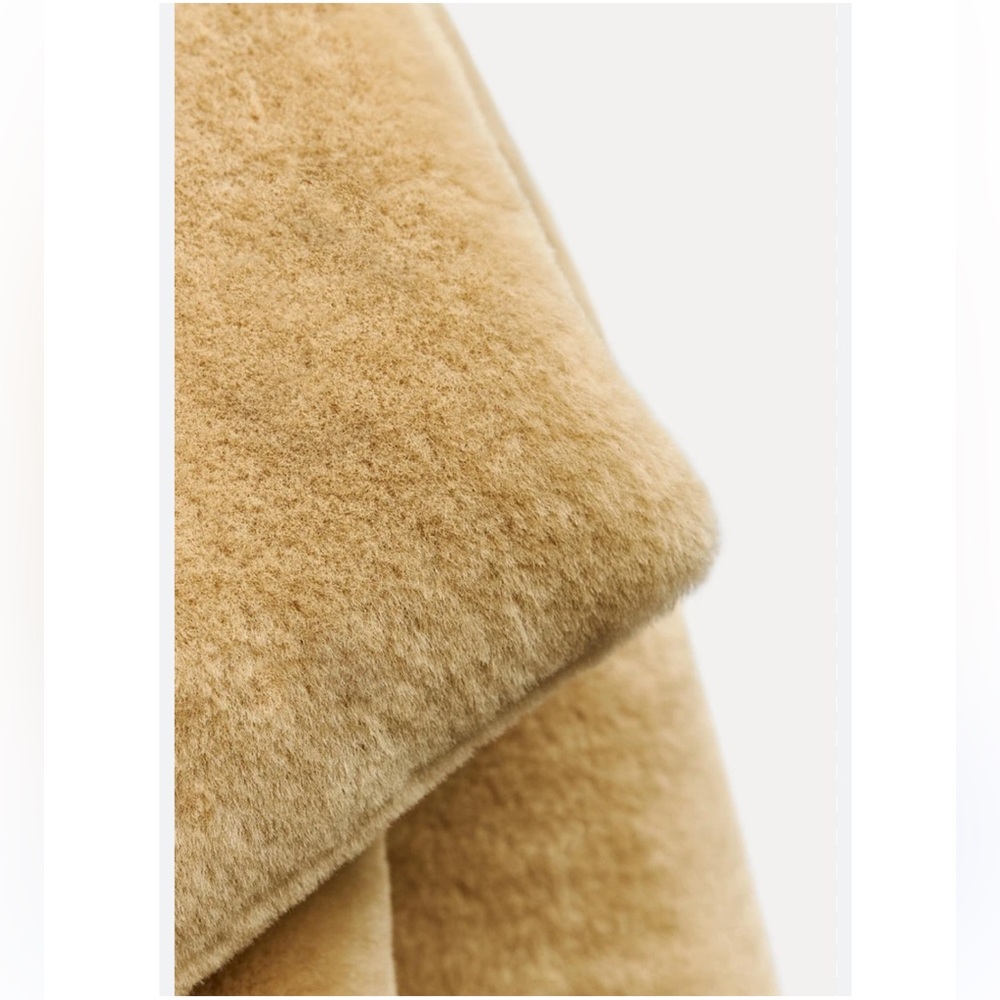 ZARA NEW WOMAN ZW COLLECTION BELTED FAUX FUR COAT BEIGE - Picture 8 of 8